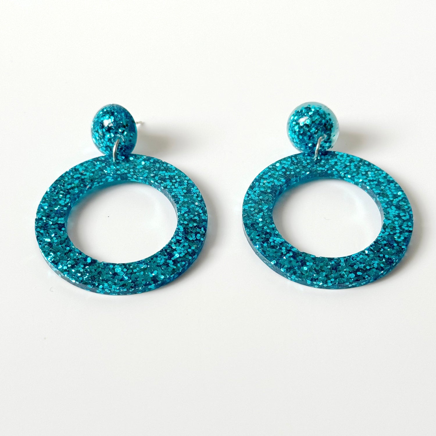 blue resin earrings