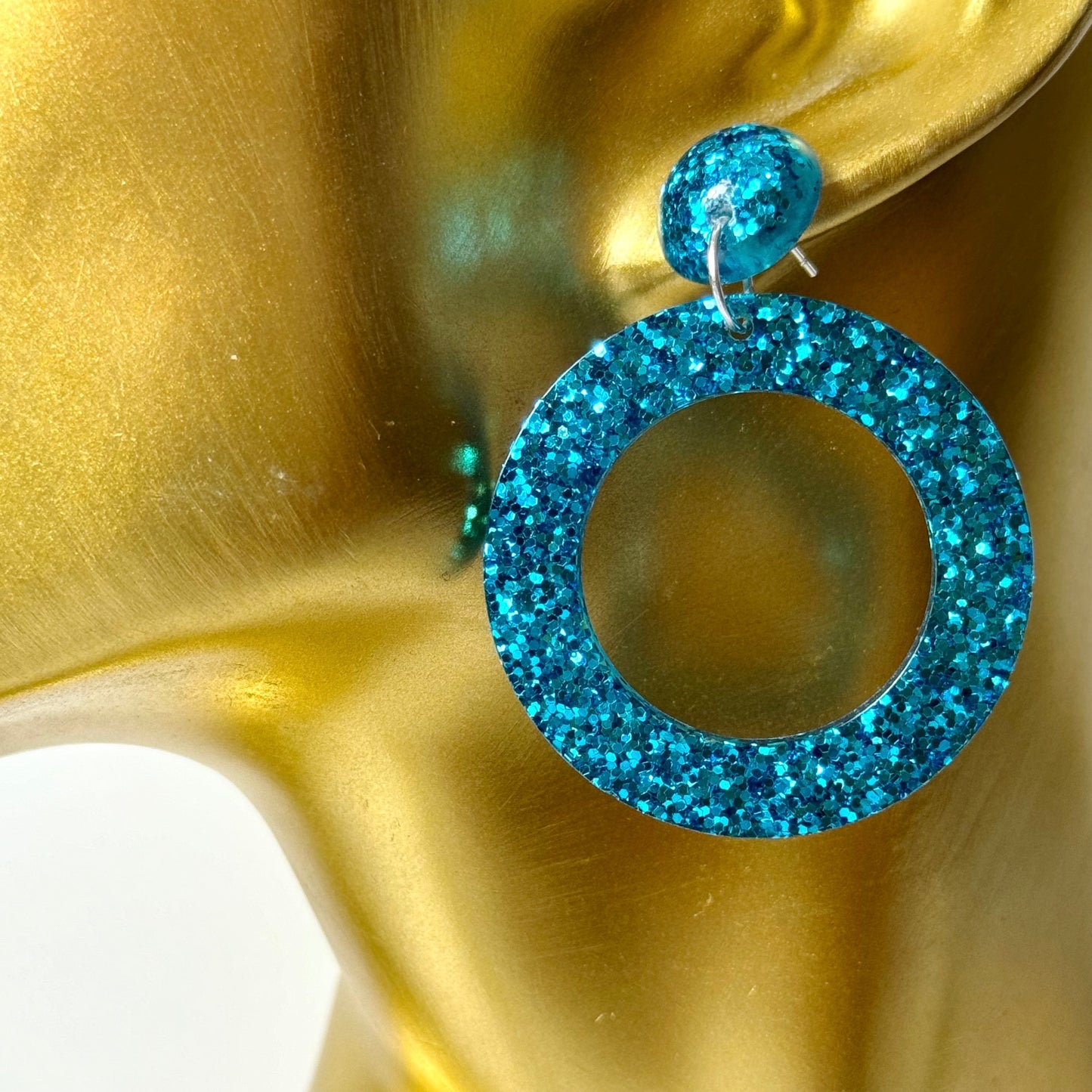 blue resin earrings