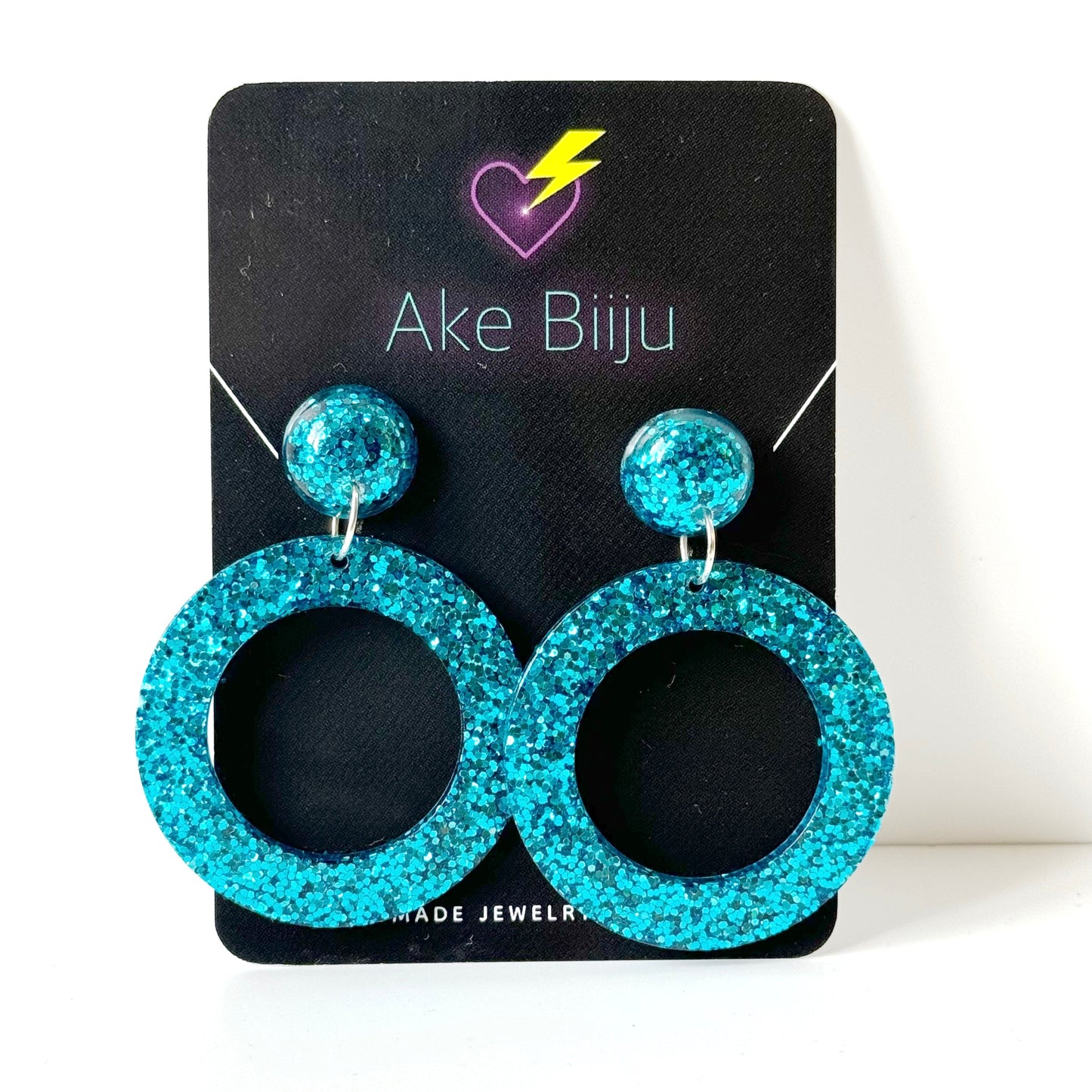 blue resin earrings