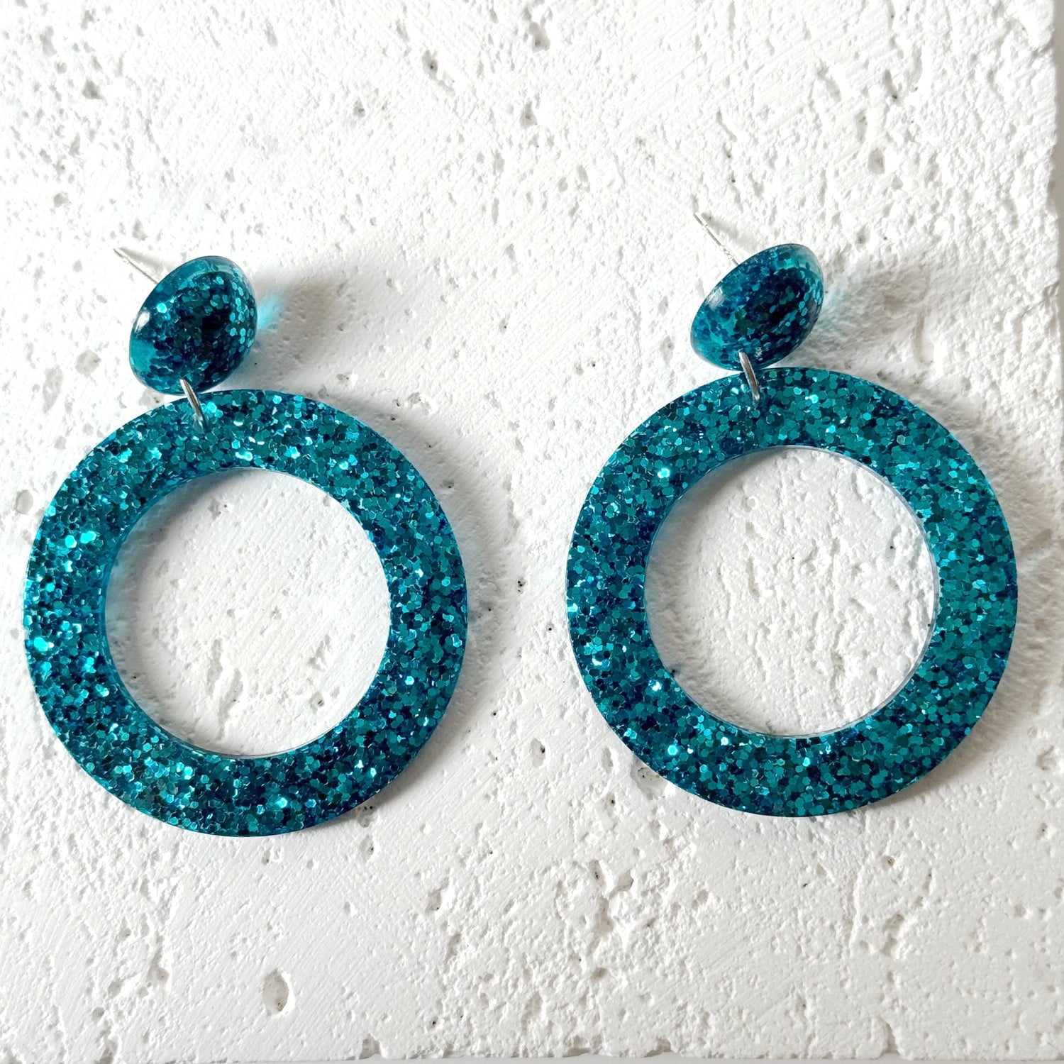 blue resin earrings