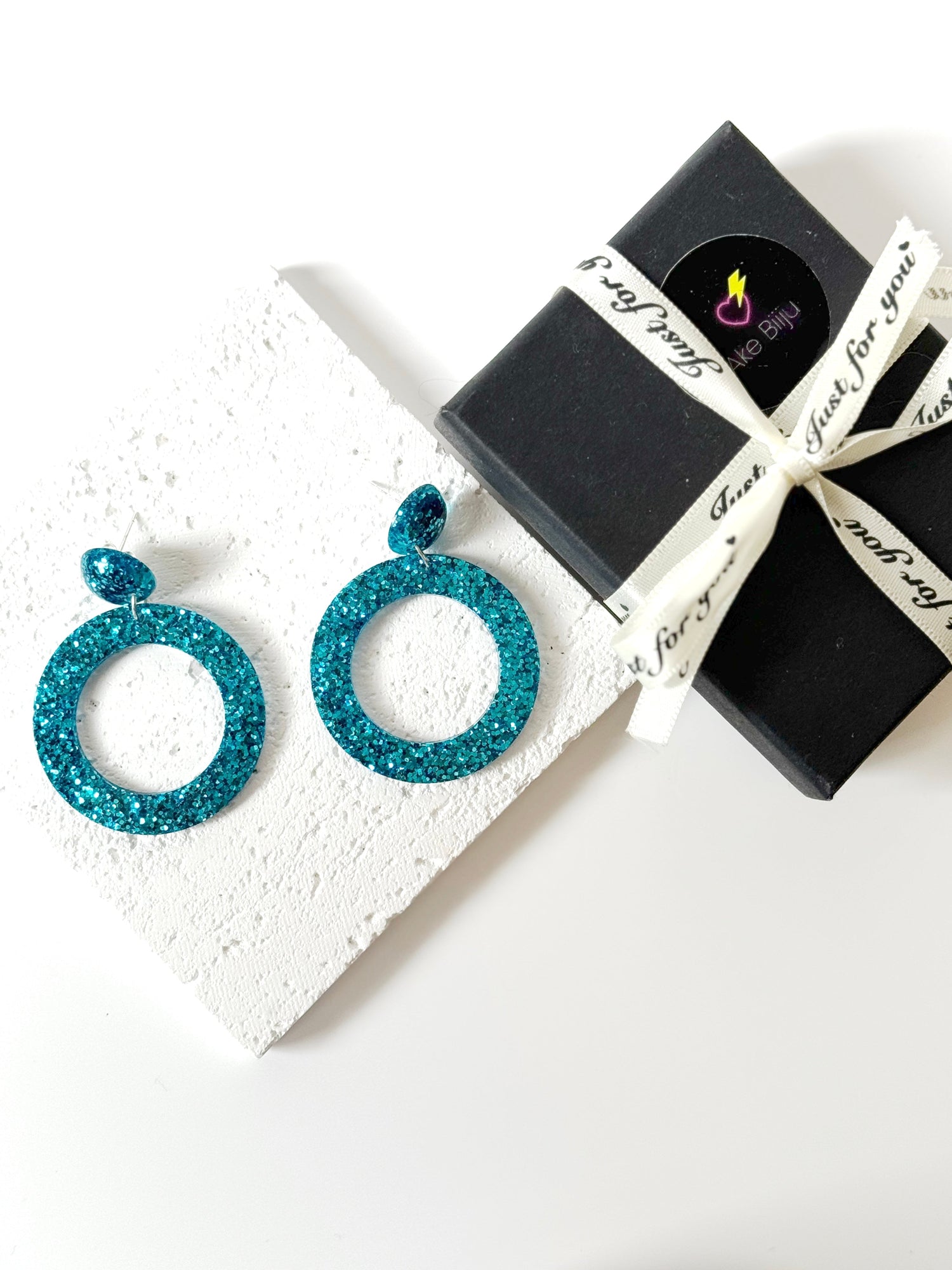 blue resin earrings