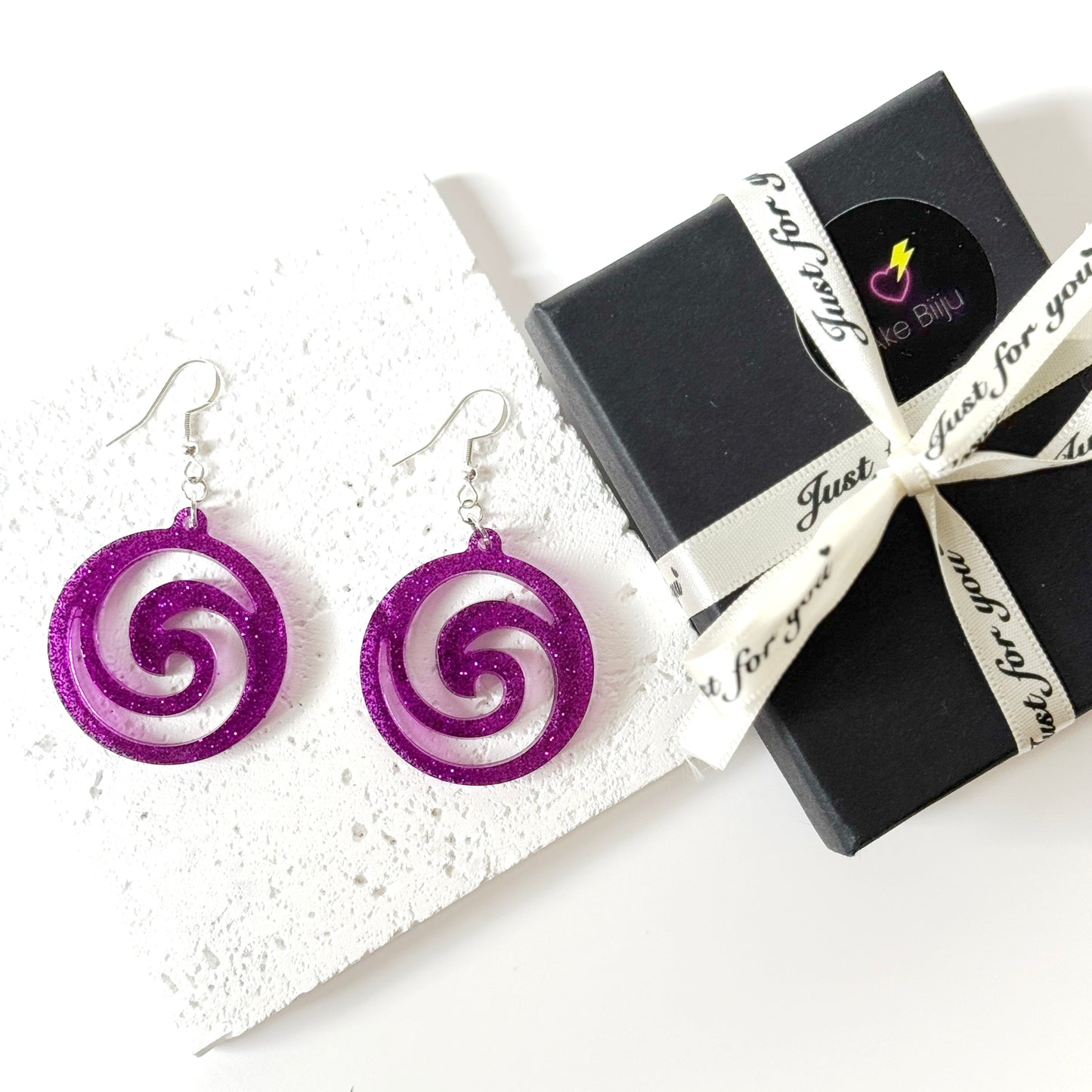 purple resin earrings