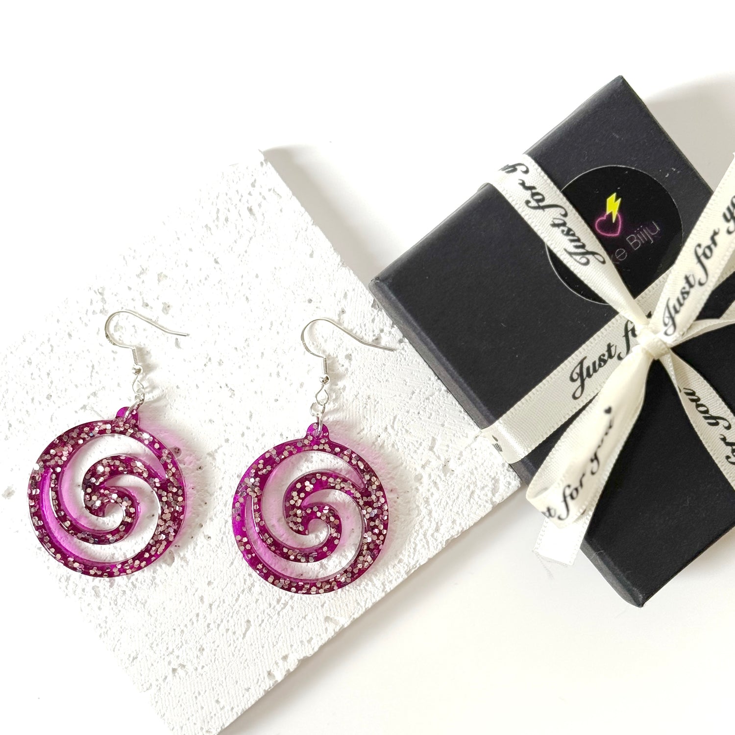 purple resin earrings