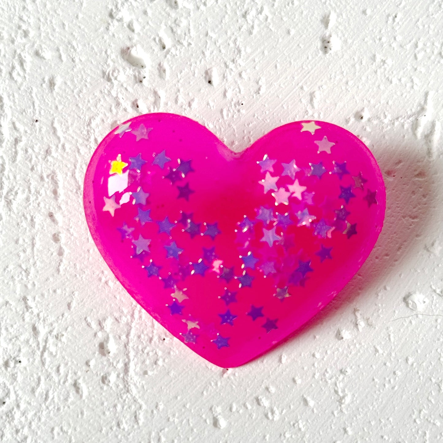 pink heart resin brooch