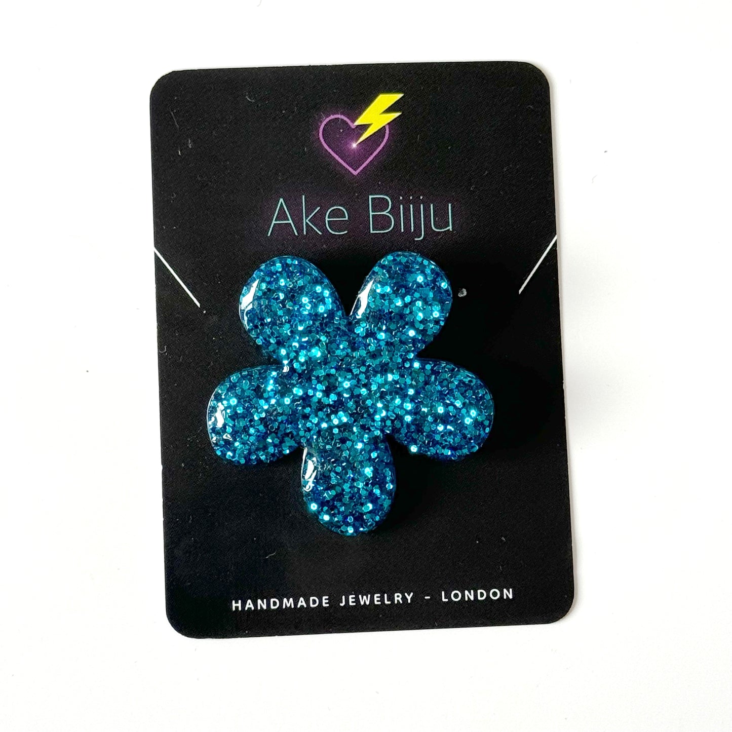 blue flower resin brooch