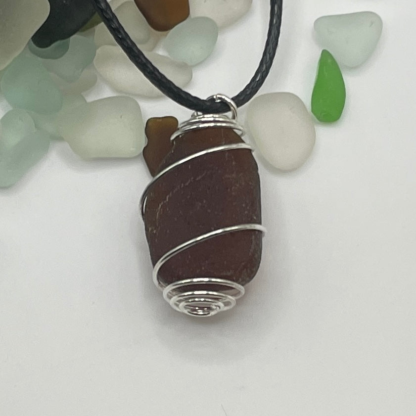 wire wrapped sea glass necklace