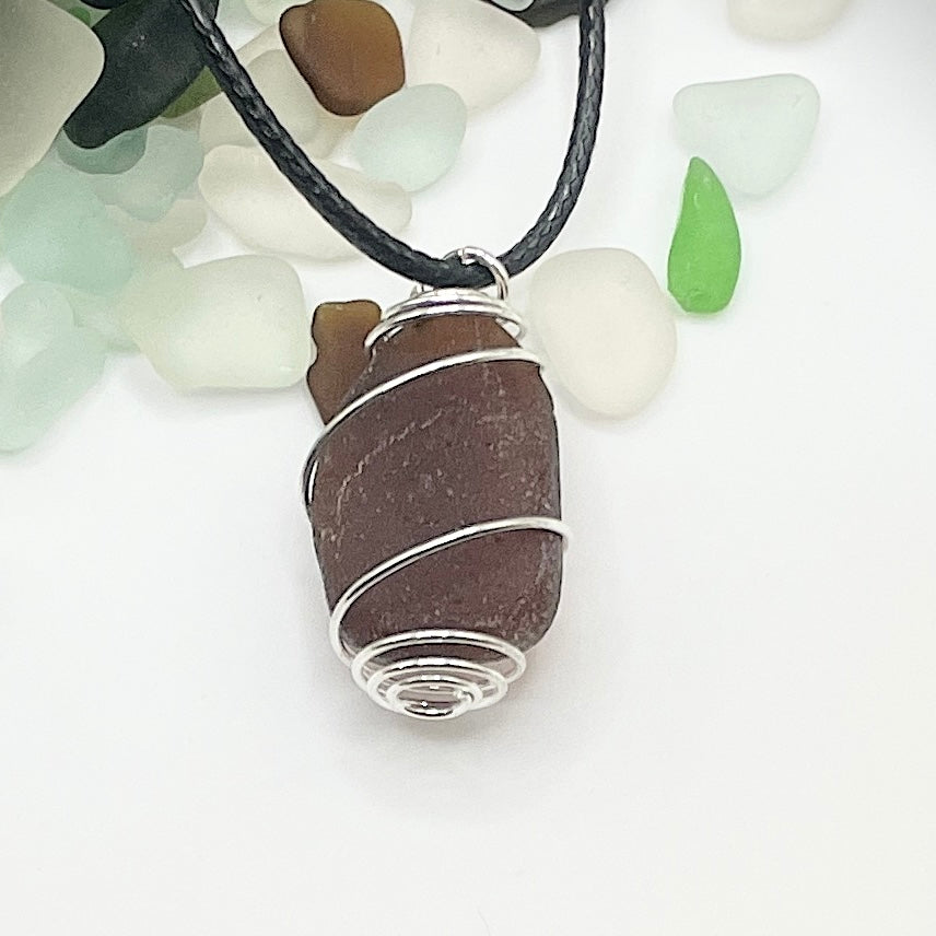 wire wrapped sea glass necklace