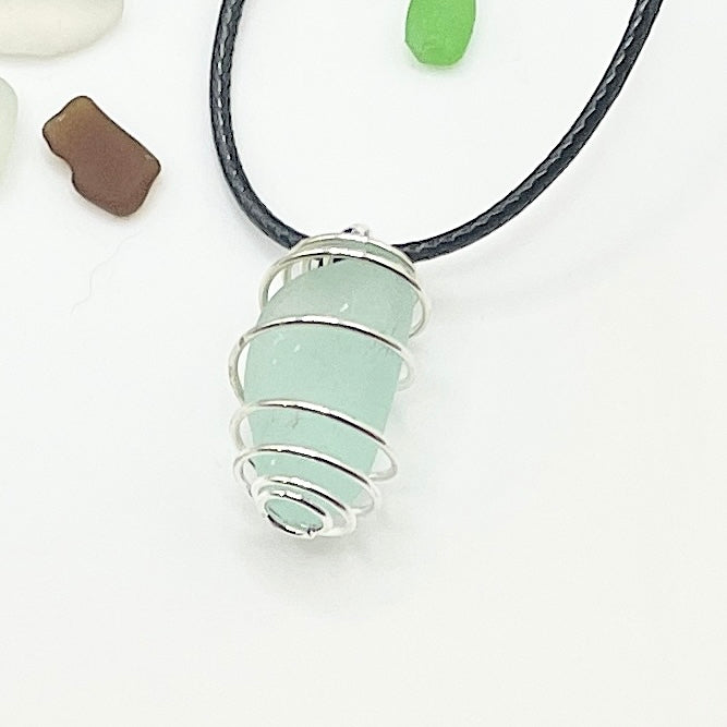 wire wrapped sea glass necklace