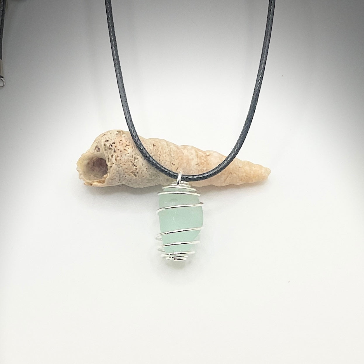 wire wrapped sea glass necklace