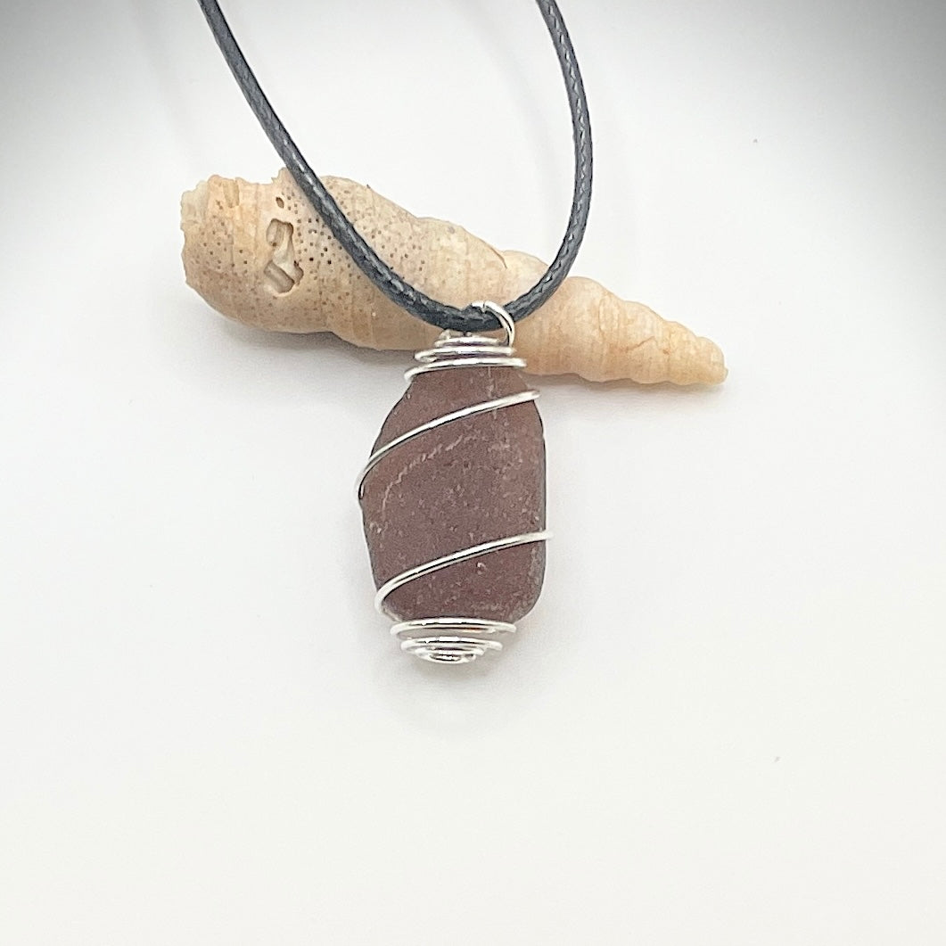 wire wrapped sea glass necklace