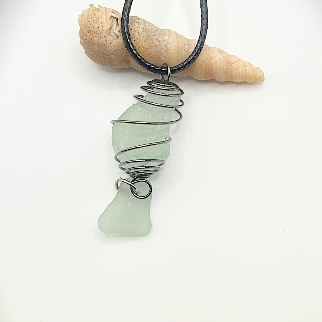 wire wrapped sea glass necklace