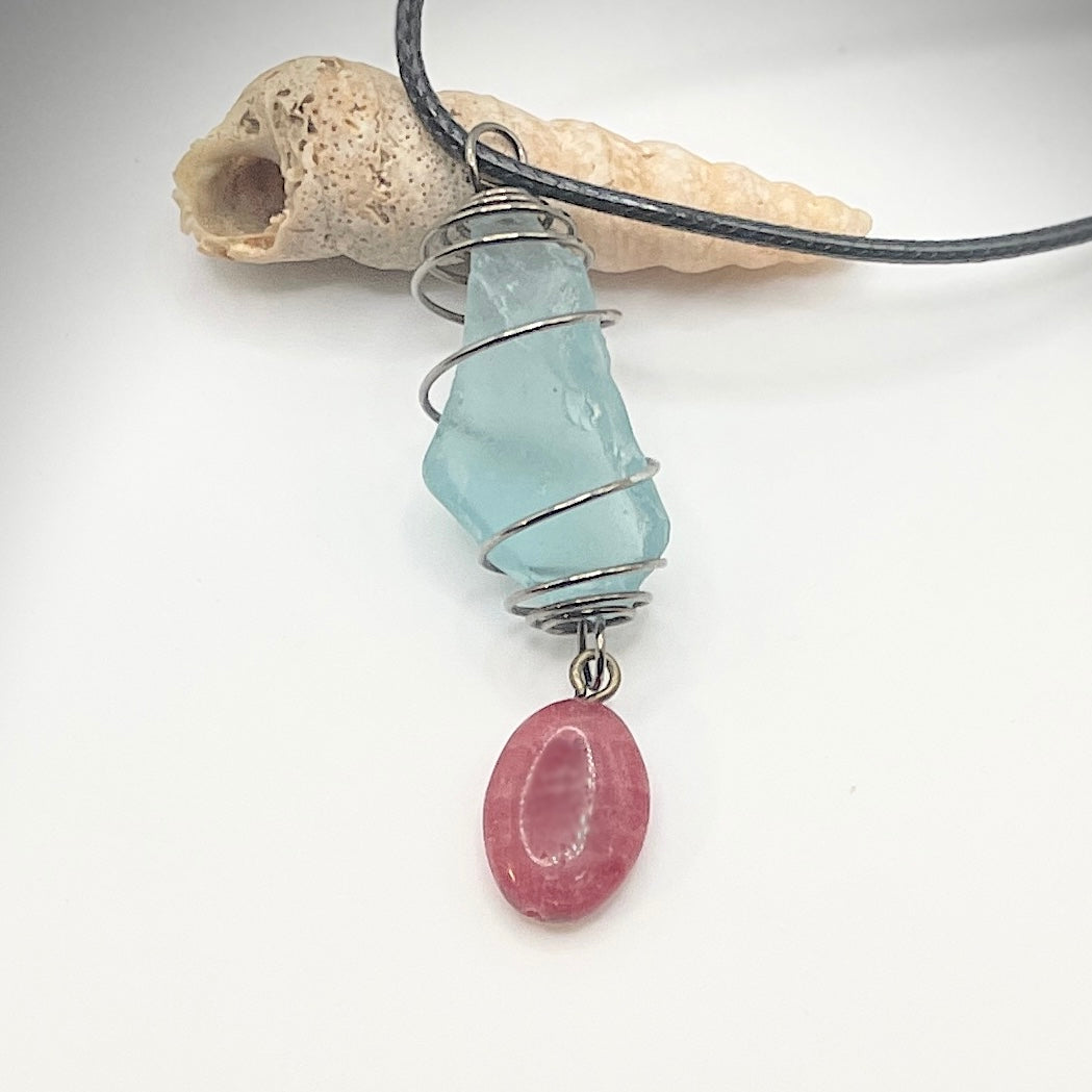 wire wrapped sea glass necklace