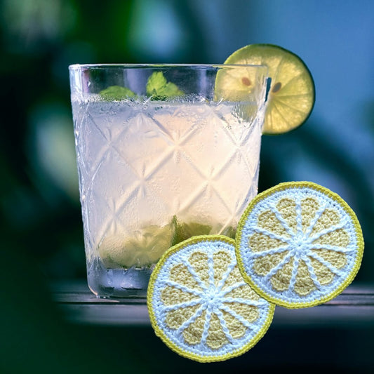 lemon slice crochet coasters