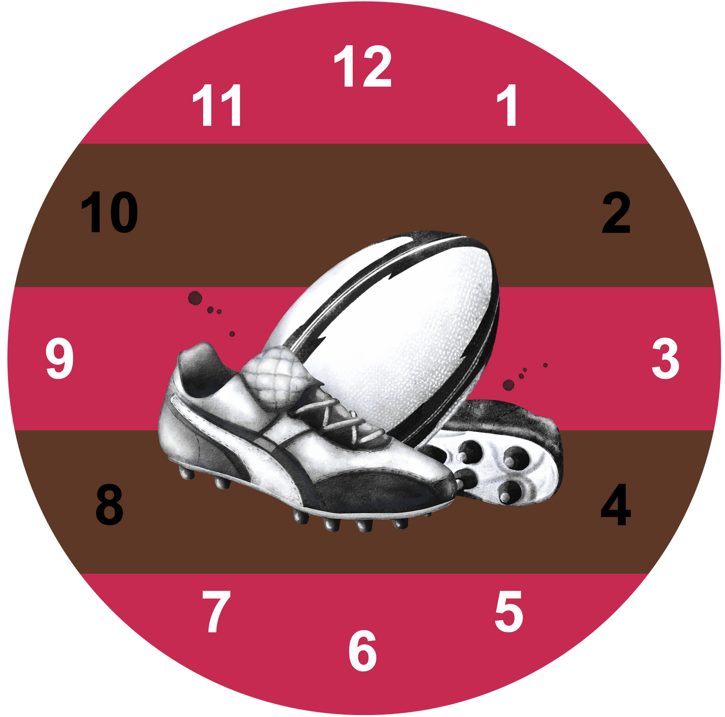 Personalised Rugby Clock | Sports Clock (30cm)