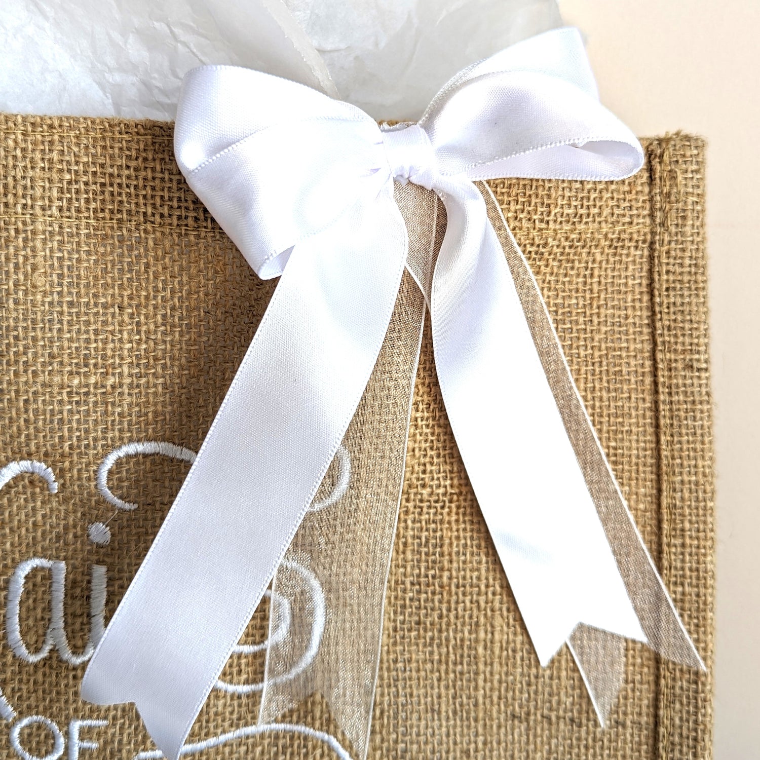 personalised jute wedding bag 