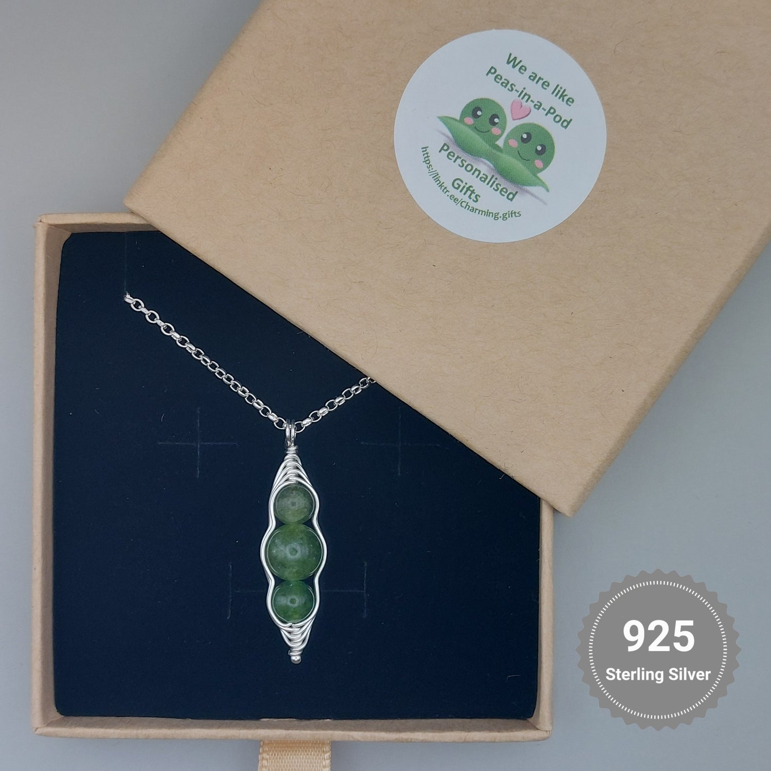 green jade pea pod pendant