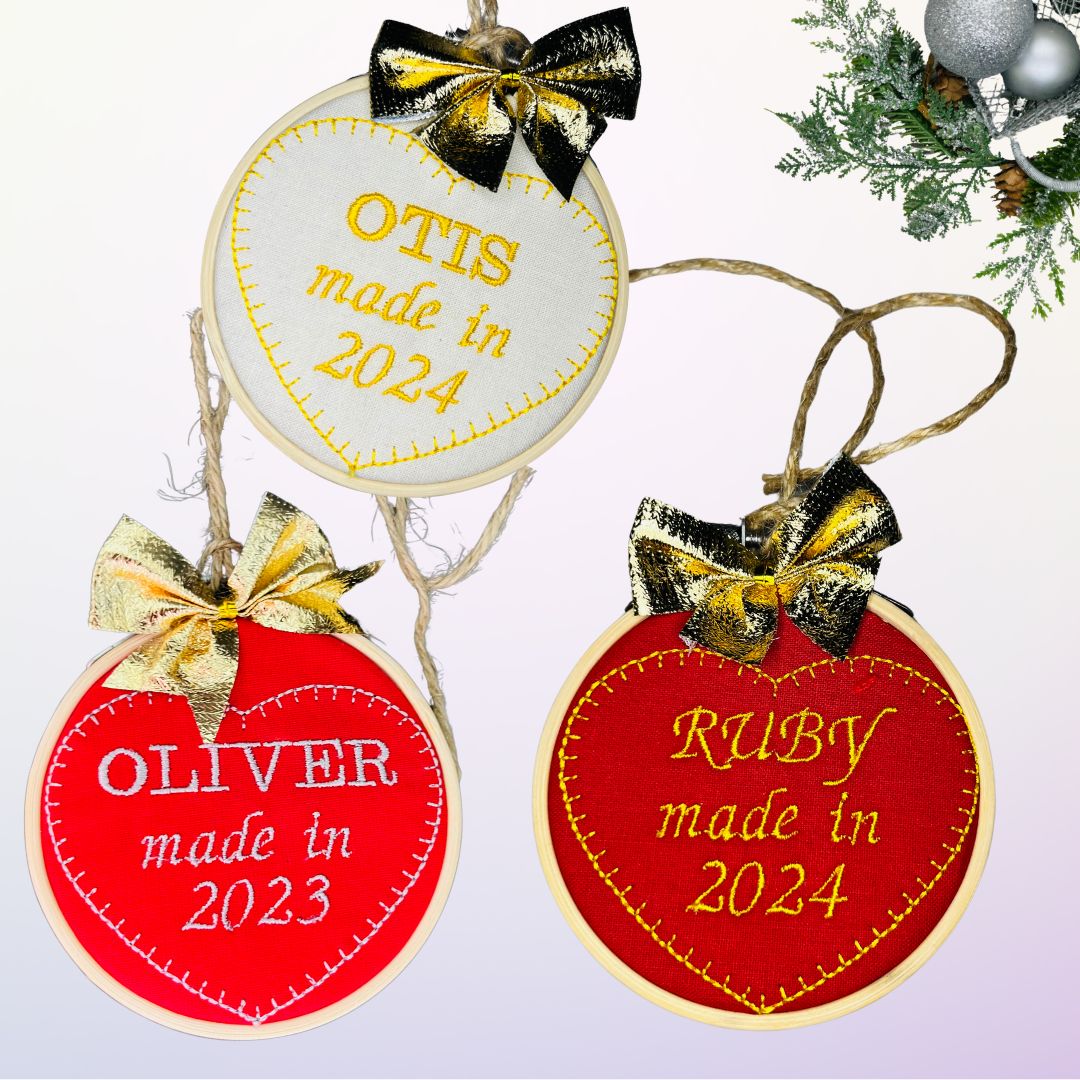 embroidered christmas baubles