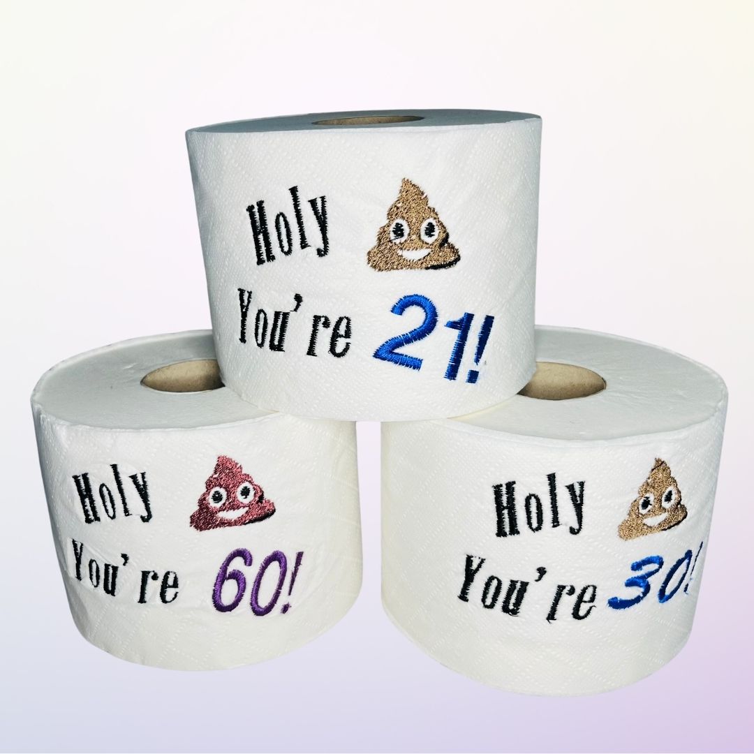 quirky embroidered toilet rolls