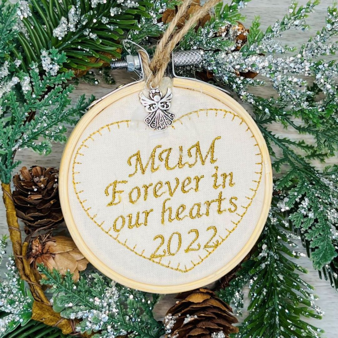 embroidered christmas baubles