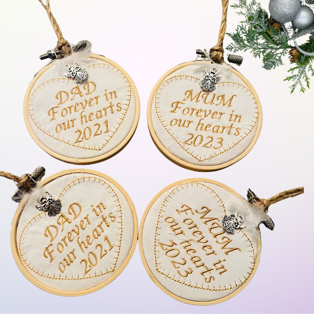 embroidered christmas baubles