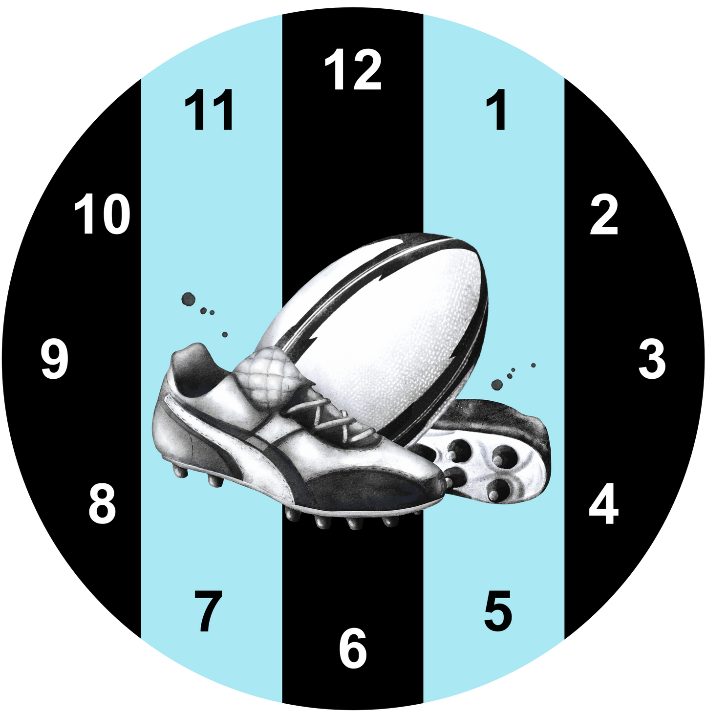 Personalised Rugby Clock | Sports Clock (30cm)