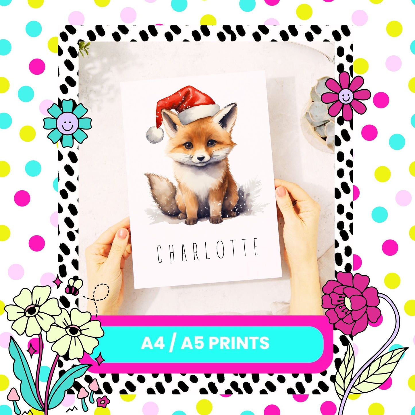 Personalised Fox Christmas Print