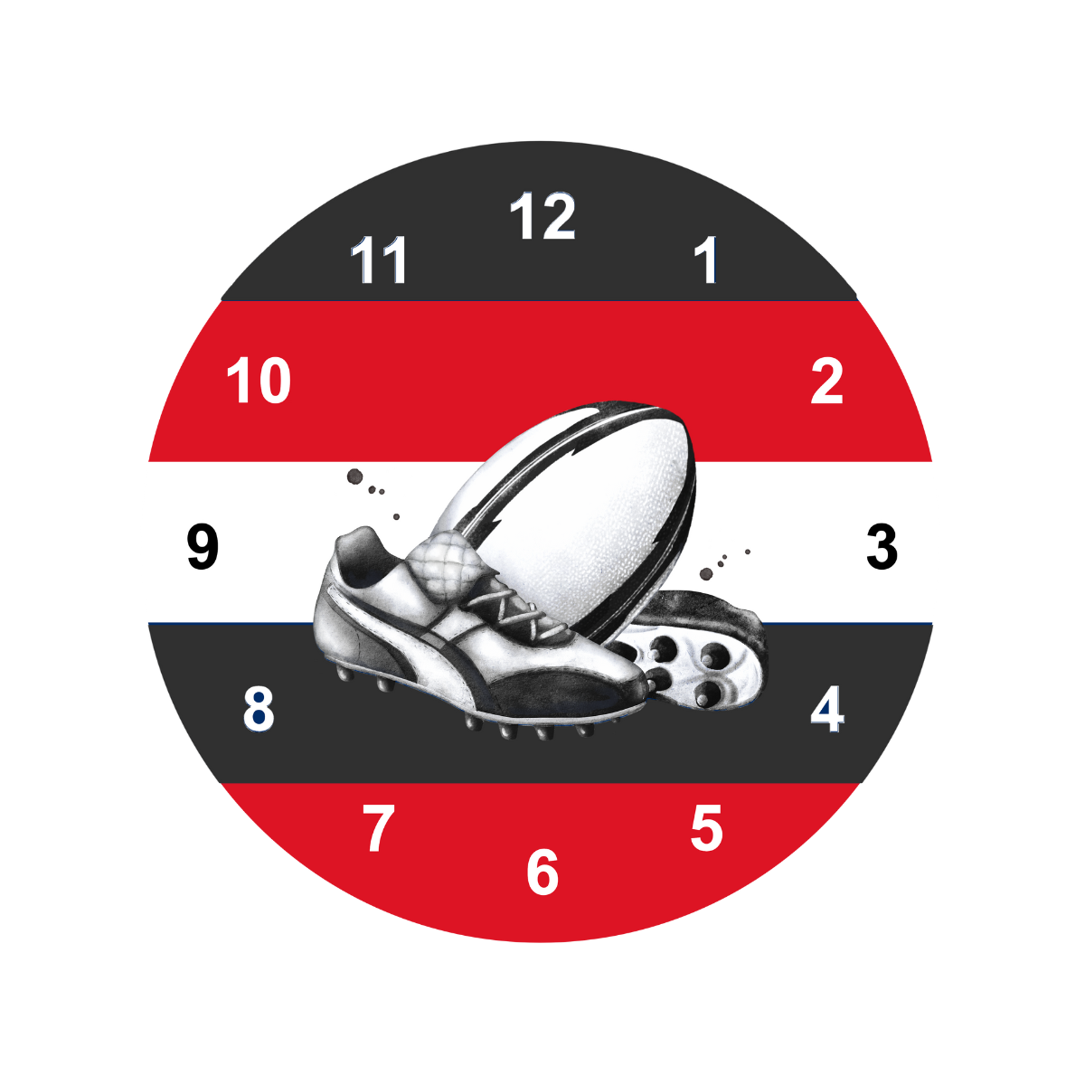 Personalised Rugby Clock | Sports Clock (30cm)