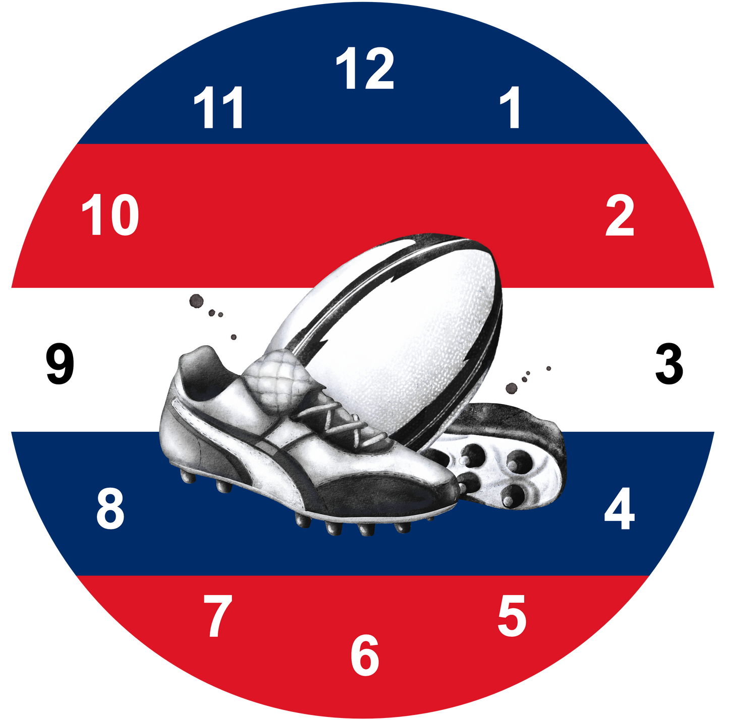 Personalised Rugby Clock | Sports Clock (30cm)