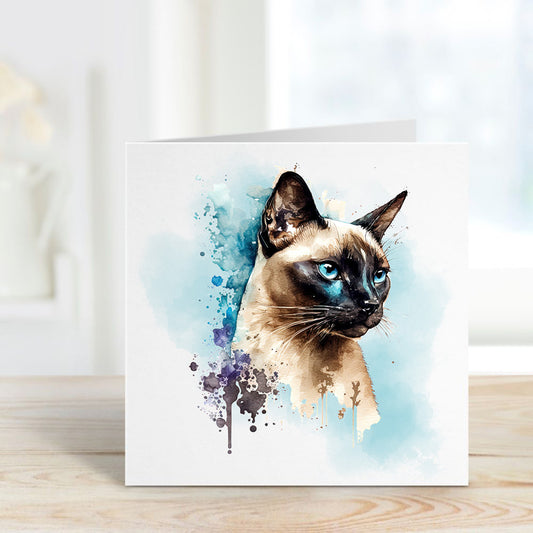 Siamese Cat Blank Greeting Card | Siamese Cat Notelet