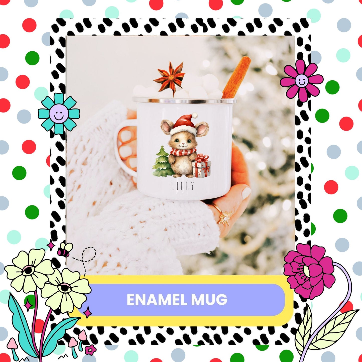 Personalised Tiger Christmas Enamel Mug