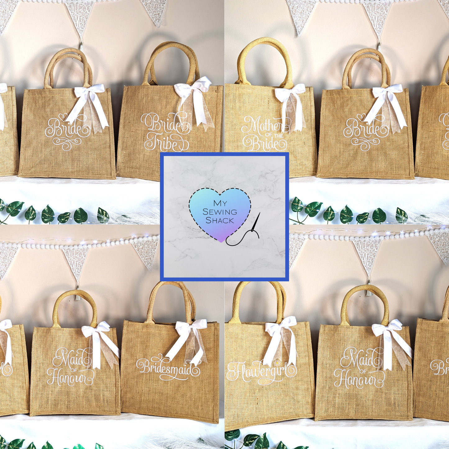 personalised jute wedding bag 