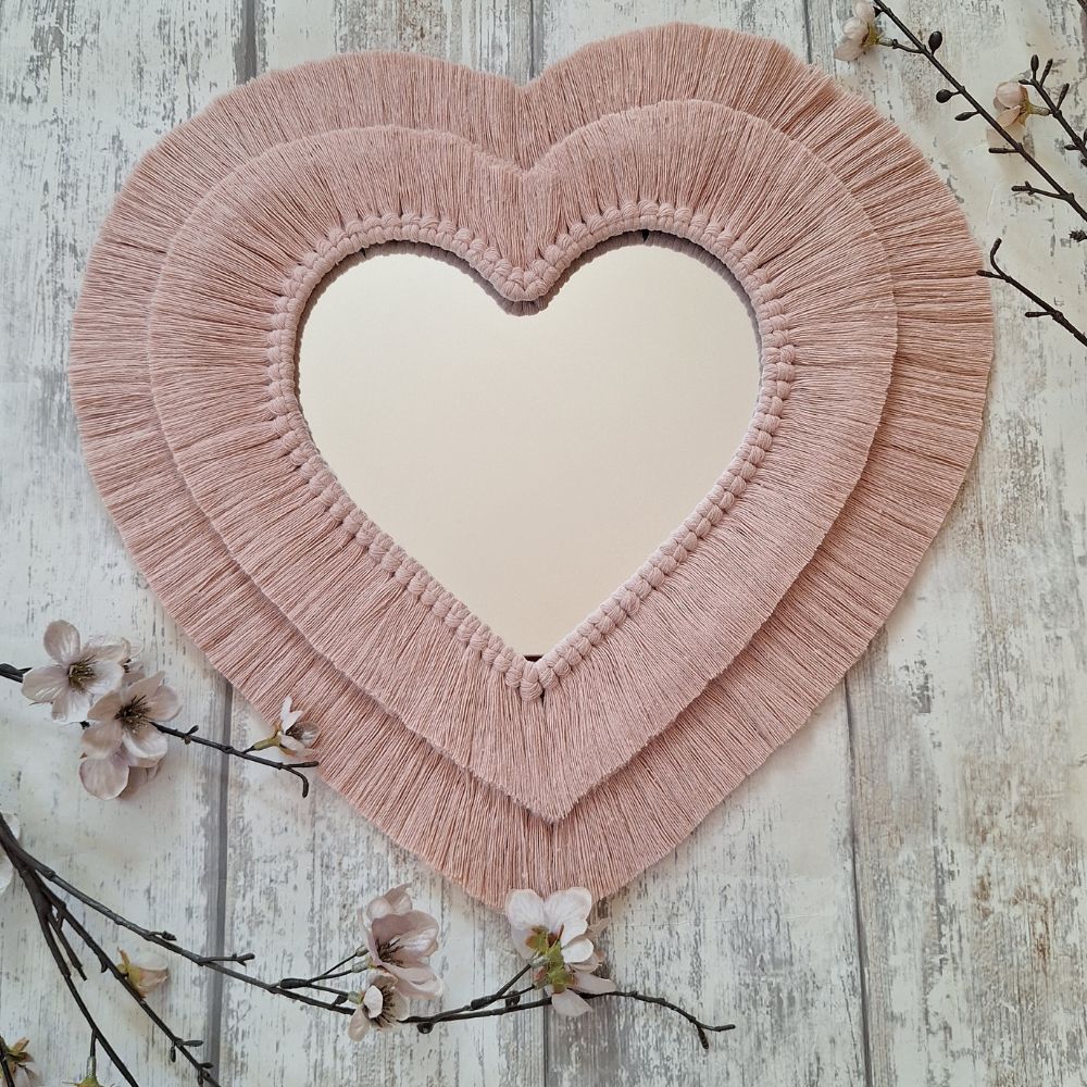 heart shaped macrame mirrors