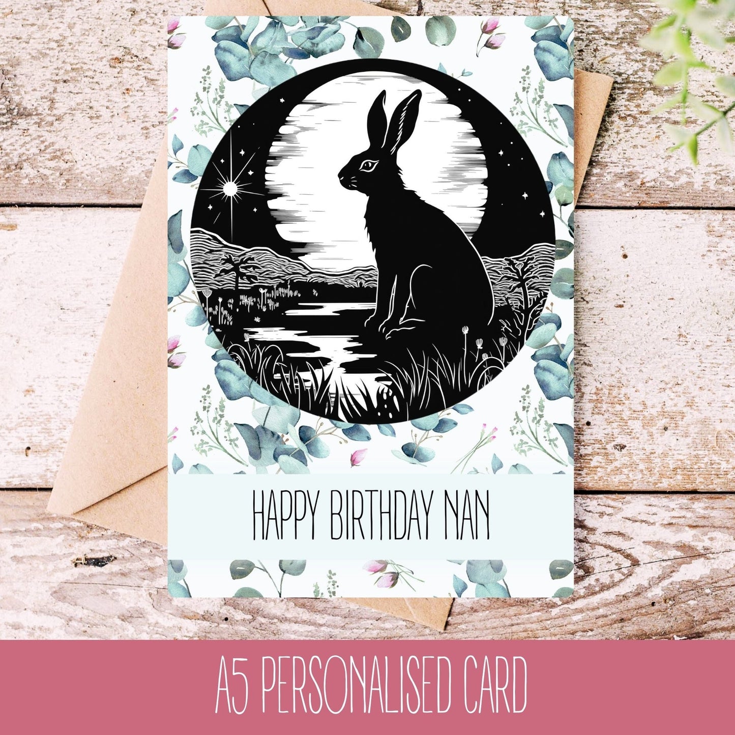 Cute Personalised Hare Card