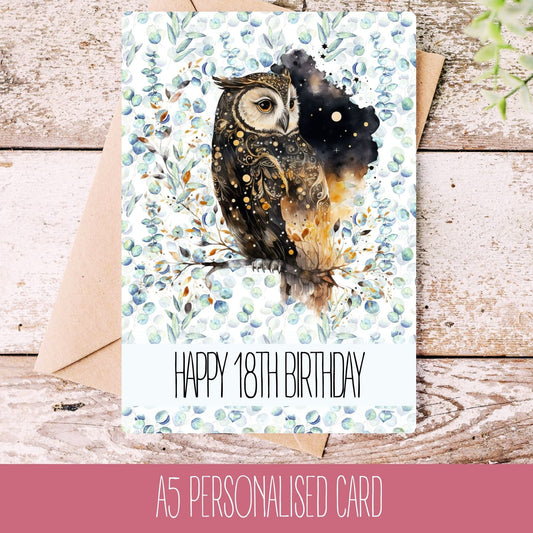 Handmade Personalised Owl Birthday Card