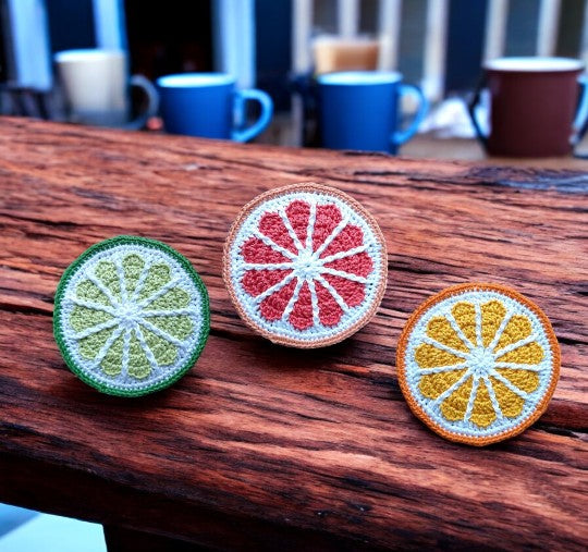 orange slice crochet coasters