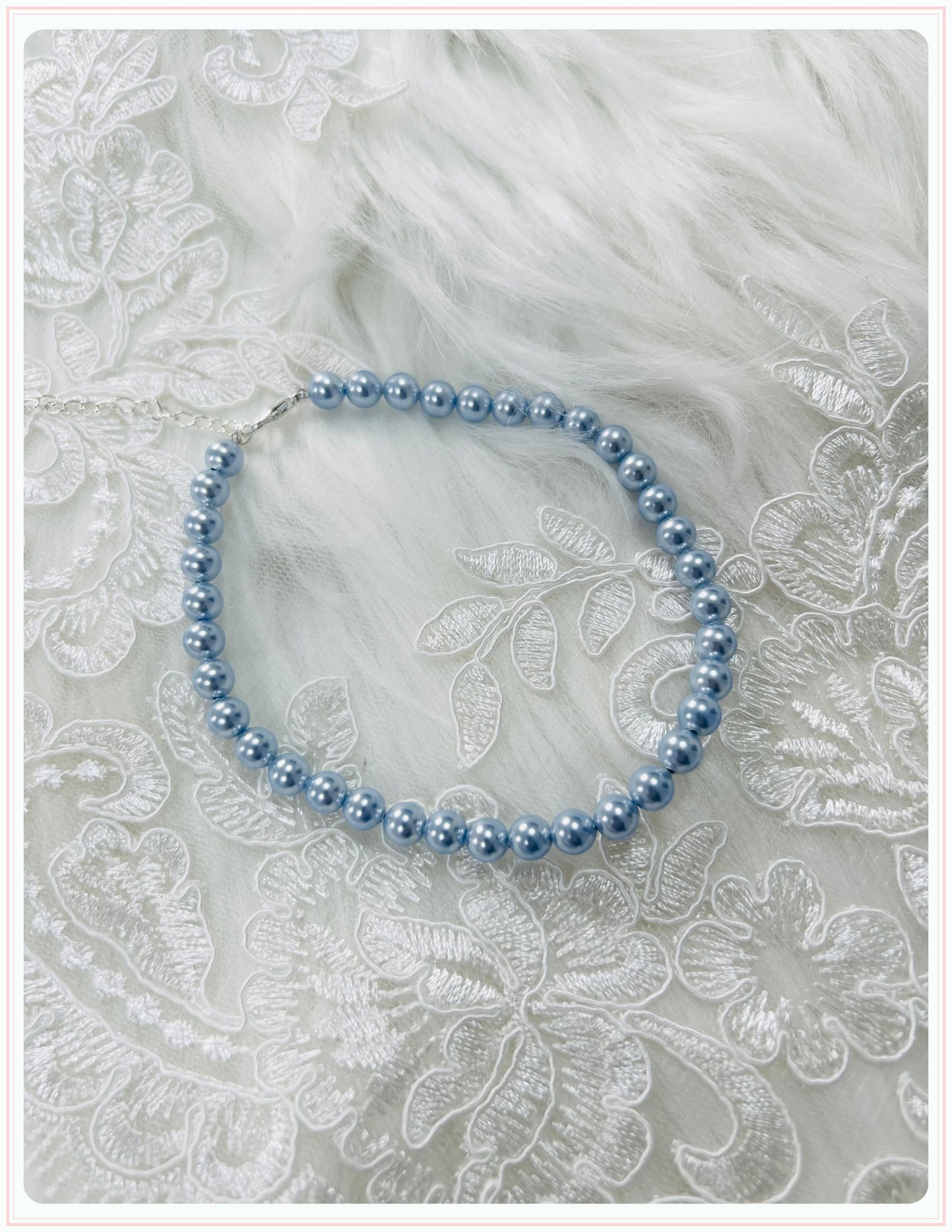 Light Blue Pearl Bridal Shoe Straps