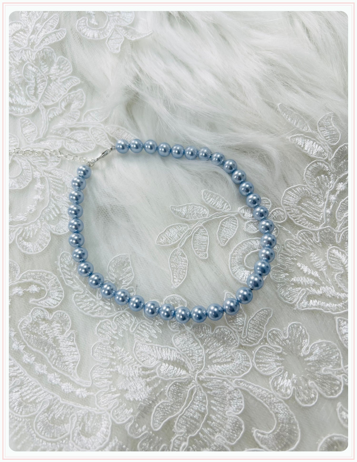 Light Blue Pearl Bridal Shoe Straps