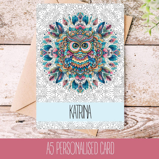 Mandala Owl Birthday Card