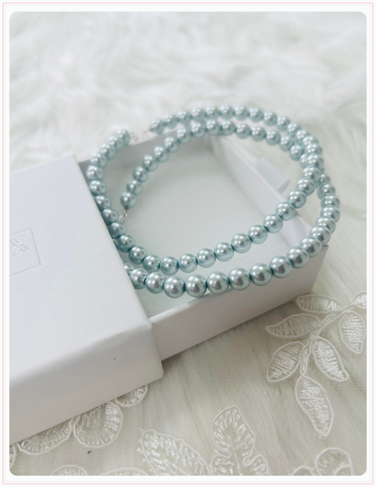 Mint Green Pearl Bridal Shoe Straps