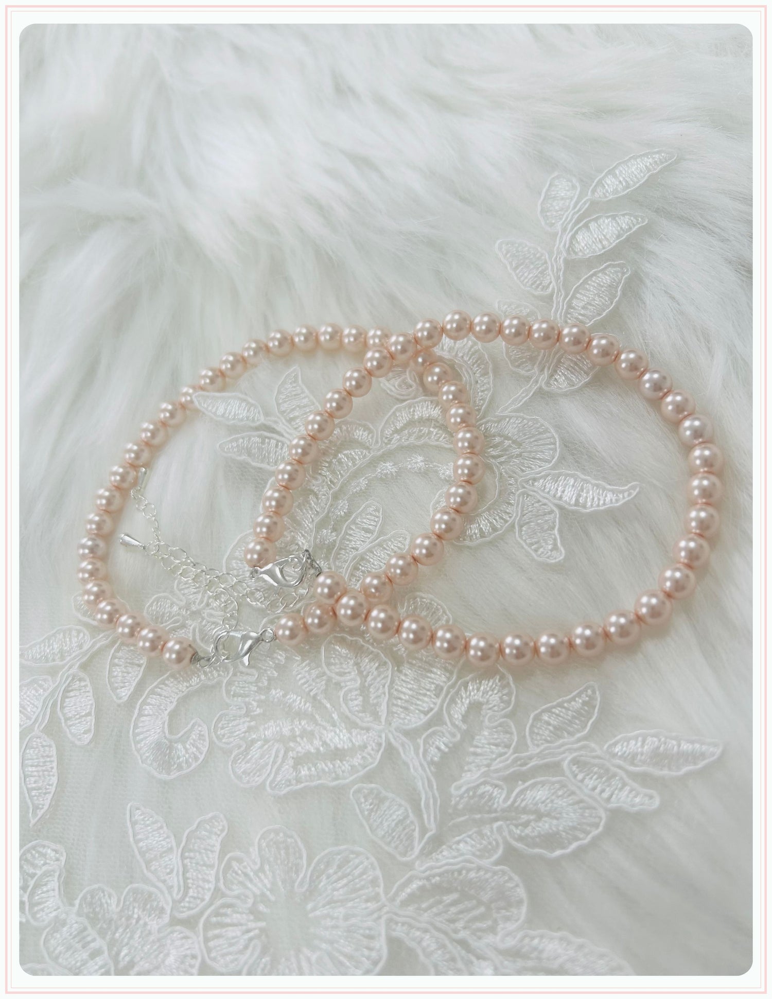 Peach Pearl Bridal Shoe Straps