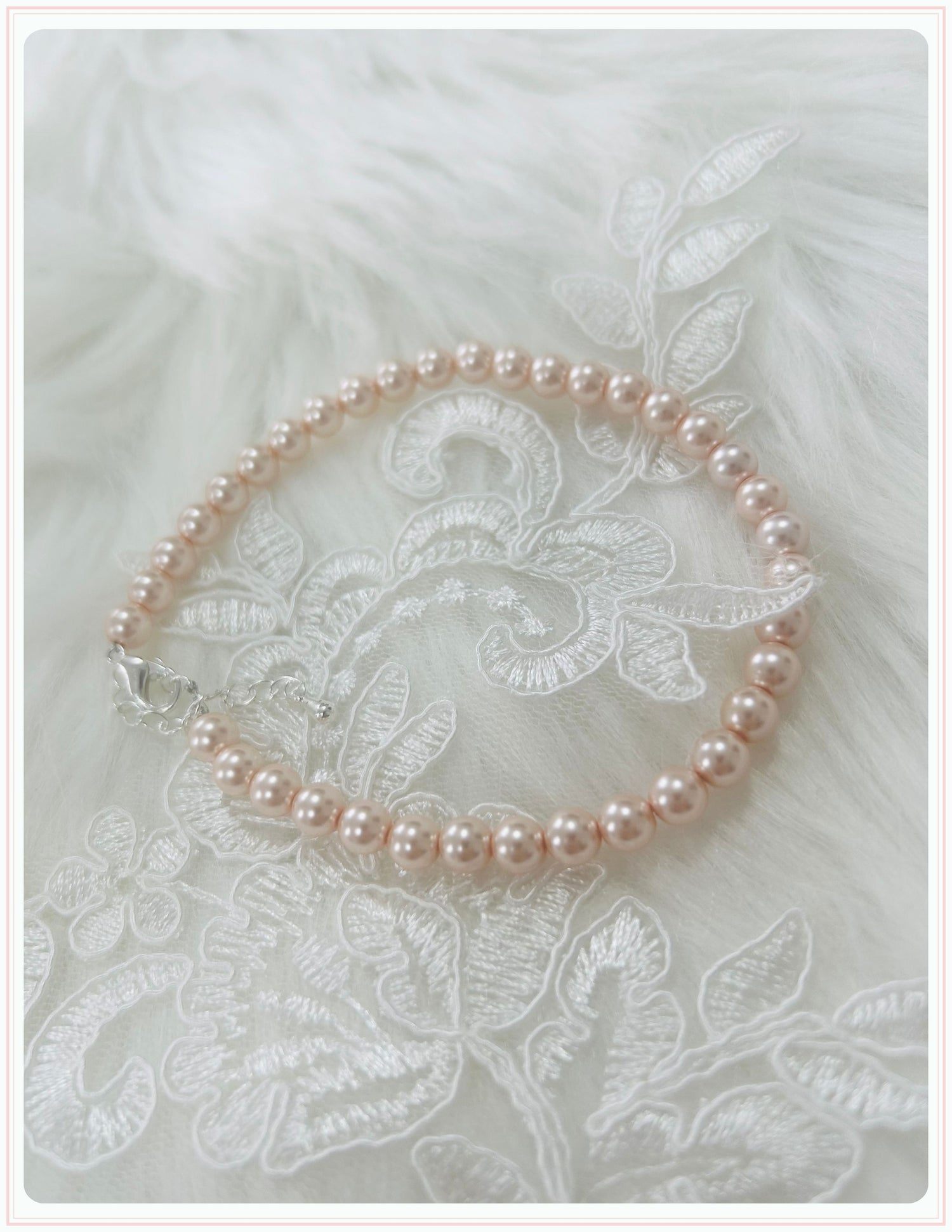 Peach Pearl Bridal Shoe Straps