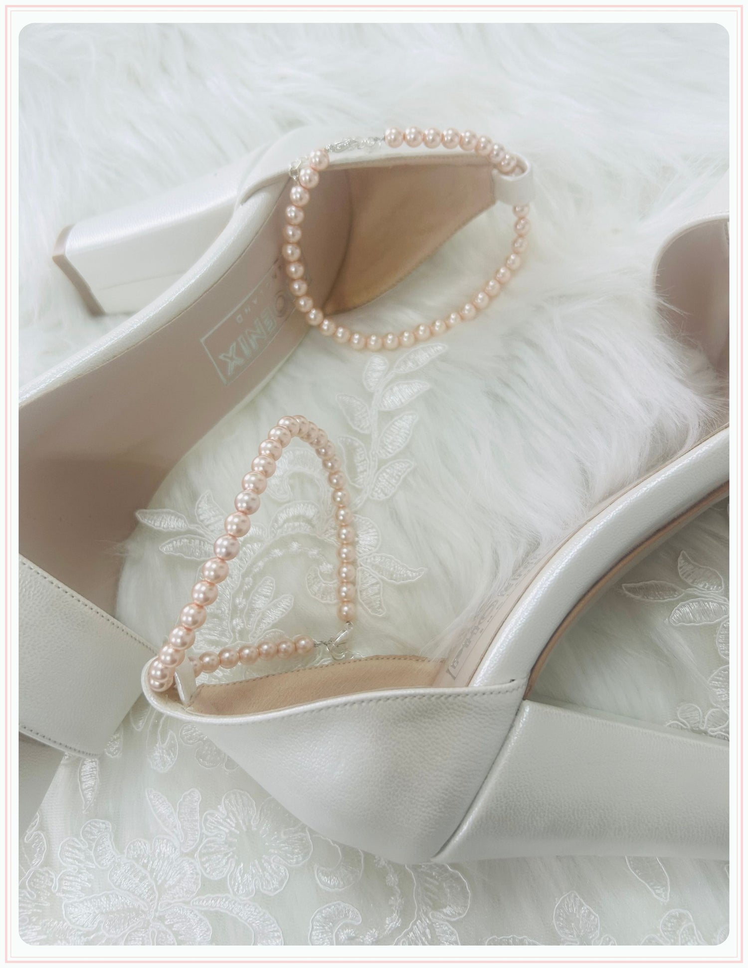 Peach Pearl Bridal Shoe Straps