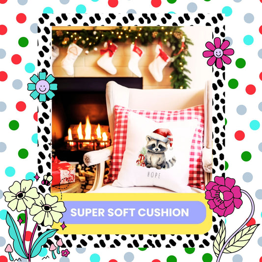 Personalised Raccoon Christmas Cushion