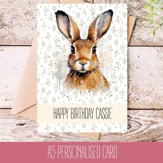 Personalised Brown Hare Card