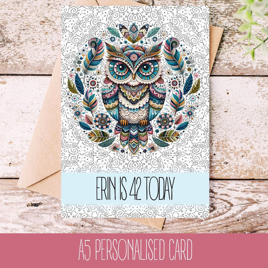 Personalised Card With Owls