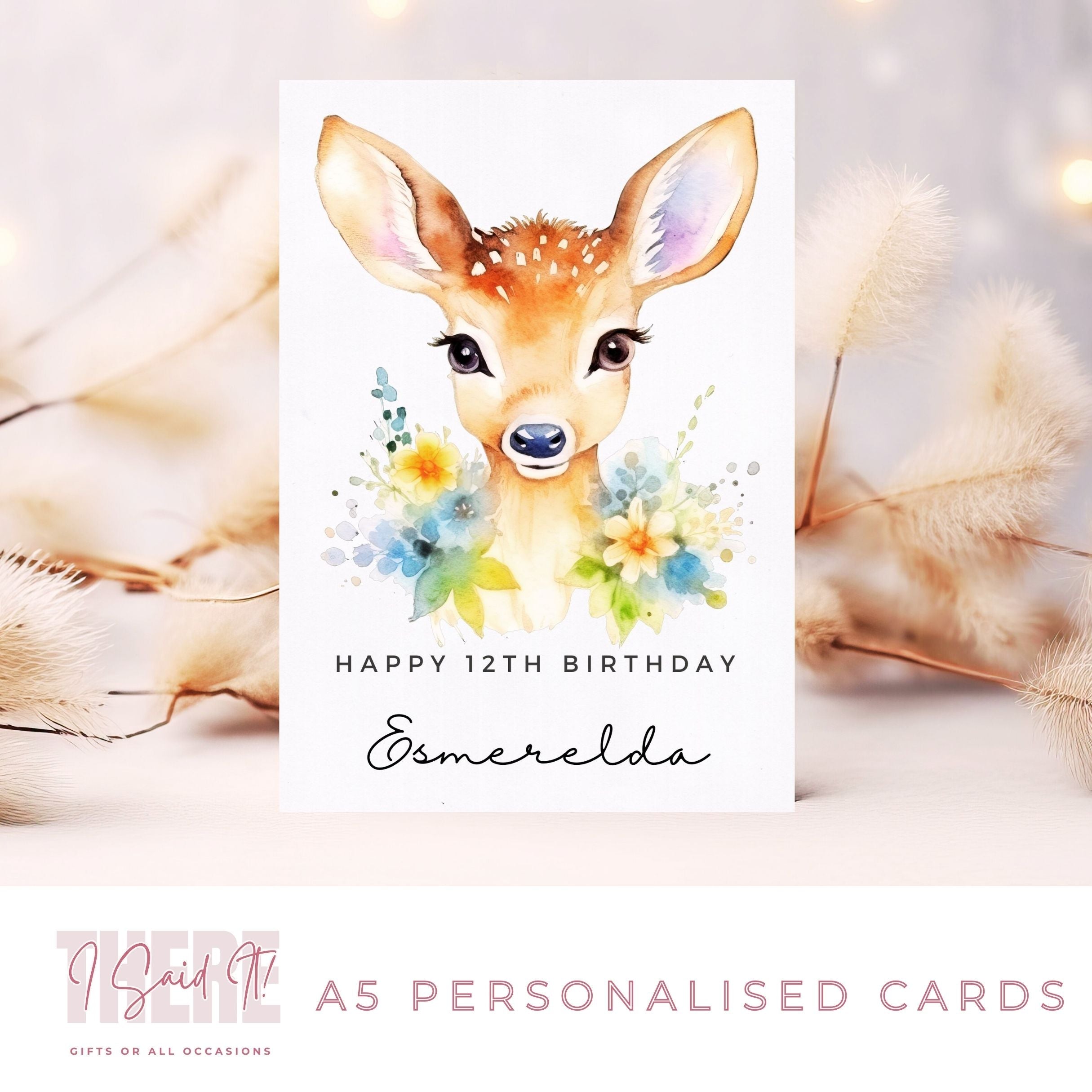 Personalised Deer Birthday Card | Deer Greetings Card – Beautifully ...