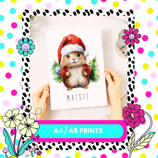 Personalised Gerbil Christmas Print