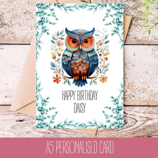 Personalised Owl Lover Occasion Card