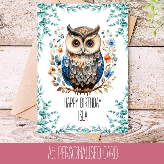 Personalised Owl Occasion Card