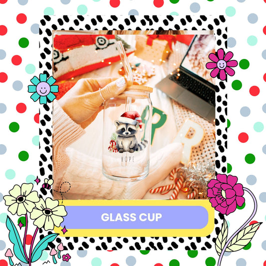 Personalised Raccoon Glass Cup